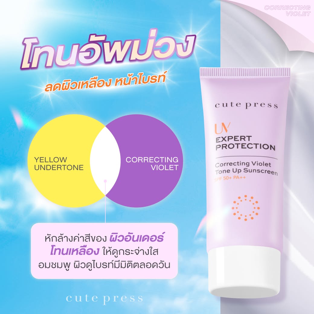 Correcting Violet สีม่วง ปรับผิวโทนเหลืองให้ดูไบรท์อมชมพู