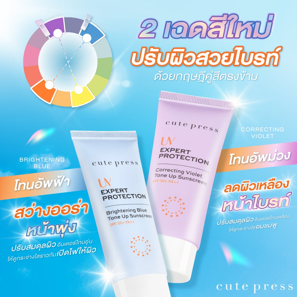 กันแดดโทนอัพ ปรับผิวไบรท์ด้วย ‘ทฤษฎีสีคู่ตรงข้าม’